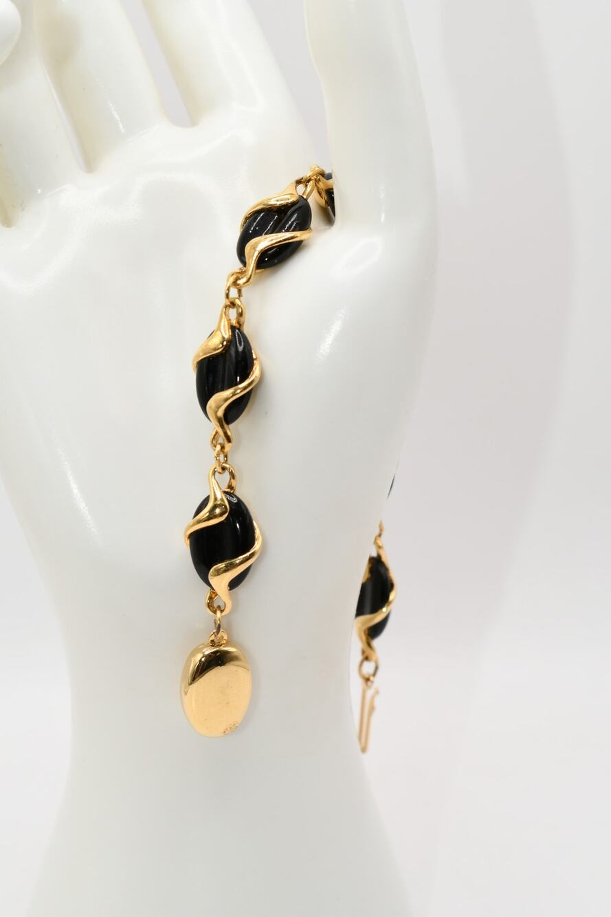 Vintage Swarovski SAL Black Crystal Gold Tone Bracelet 7.5 Inch